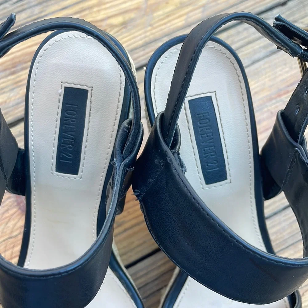 Black Espadrille Wedge Ankle Sandals